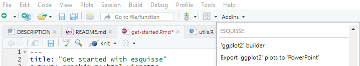 Complemento Addins en RStudio